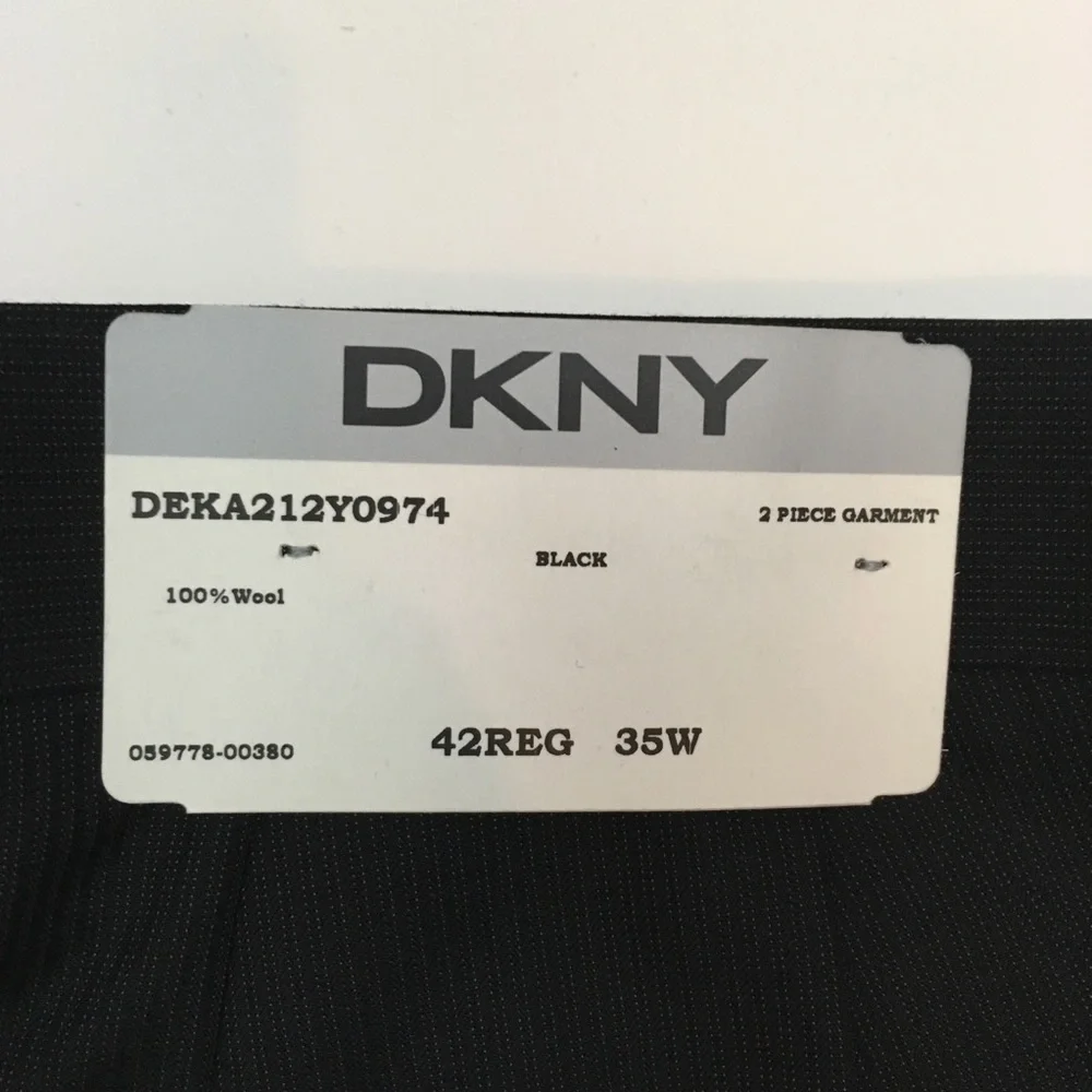 Dkny mens suit black gray stripes 42r 100% wool 2 piece 2 button new nwt ea0051